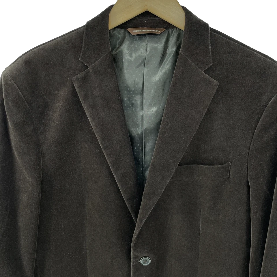 Perry Ellis Blazer Mens 40R Solid Brown Velvet Old Money - Image 2 of 4