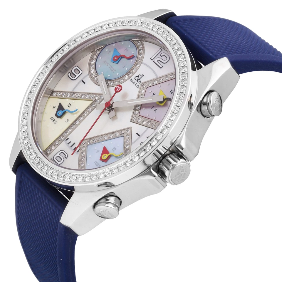 Jacob & Co. Five Time Zone Diamond Bezel Stainless Steel 40mm Quartz Men's Watch - Image 2 of 4