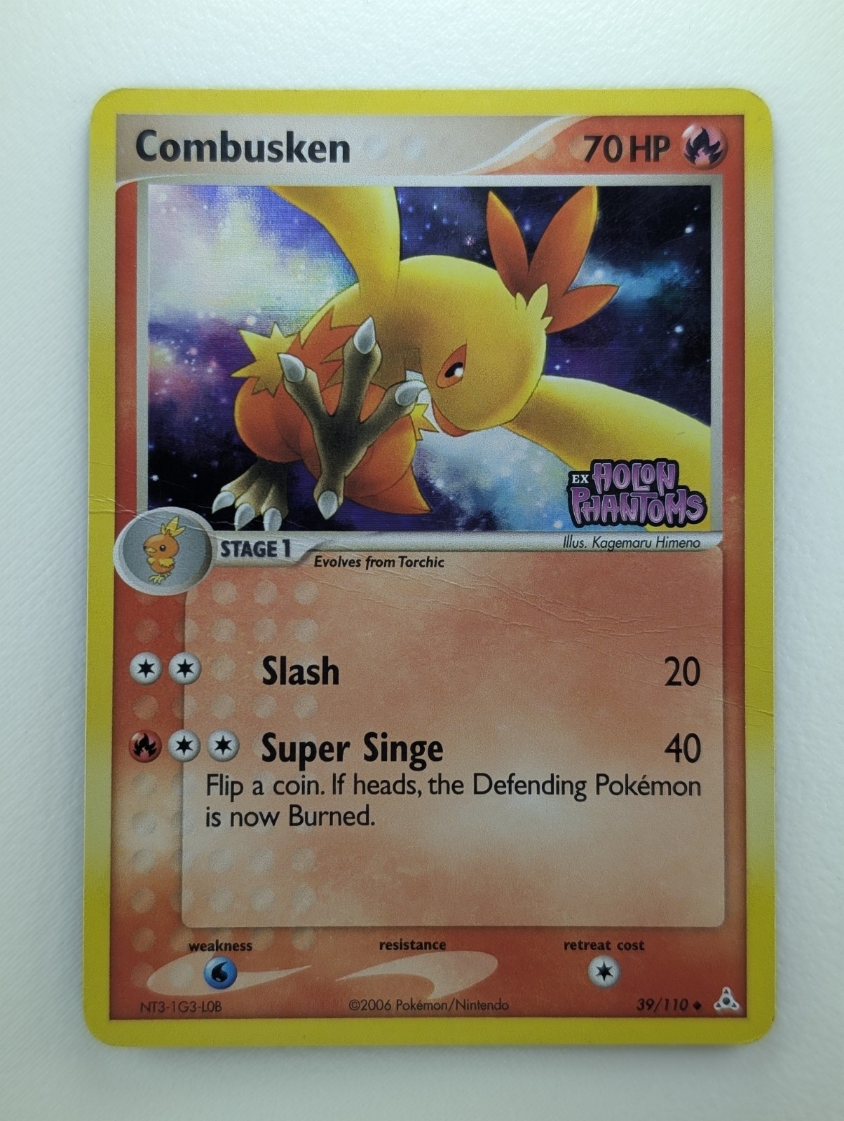 Damaged 2006 Pokemon EX Holon Phantoms Combusken 39/110 Uncommon Reverse Holo