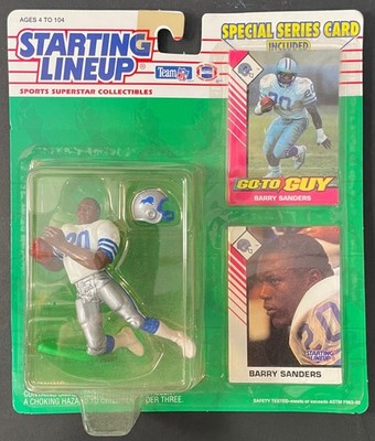 1993 Starting Lineup ''BARRY SANDERS'' Detroit Lions Speical Series w/ 2-Cards
