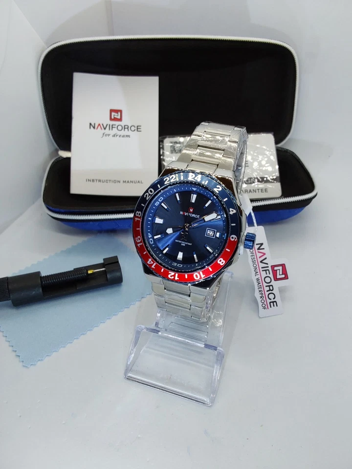 Безель Pepsi с синим циферблатом в стиле PRX со встроенным браслетом Naviforce 9249 - Изображение 3 из 4