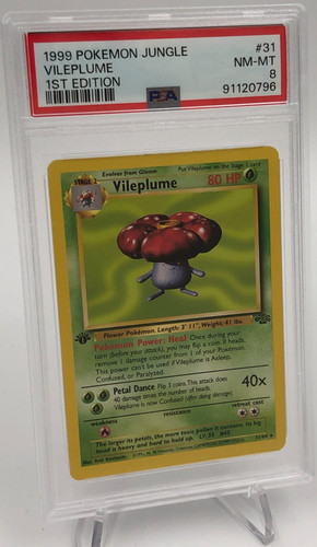 1999 POKEMON JUNGLE Trading Card VILEPLUME #31/64 1ST EDITION grade PSA NM-MT 8