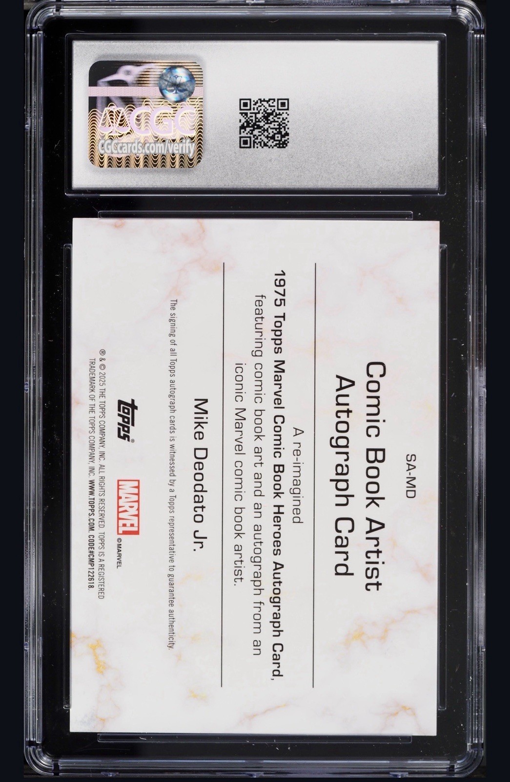 2025 Topps Marvel Comic Book Heroes 50th Gold Flake Shimmer AUTO /24 CGC 9 POP 1 view 2