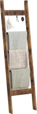 5ft Blanket Ladder for Living Room, 5-Tier Decorative Quilt 5 Tier Rustic Brown