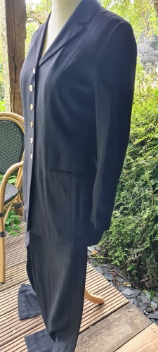 Kaliko Trouser Suit In Navy With Lilac Pinstripe And Lining Size 10 - Picture 3 of 9