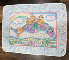 Vintage Dragon Castle Fairytale Baby Quilt Blanket Comforter 34"x43" Pastel New