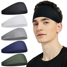 Sports Headbands for Men 5 Pack ,Moisture Wicking Workout Headband, Sweatban...