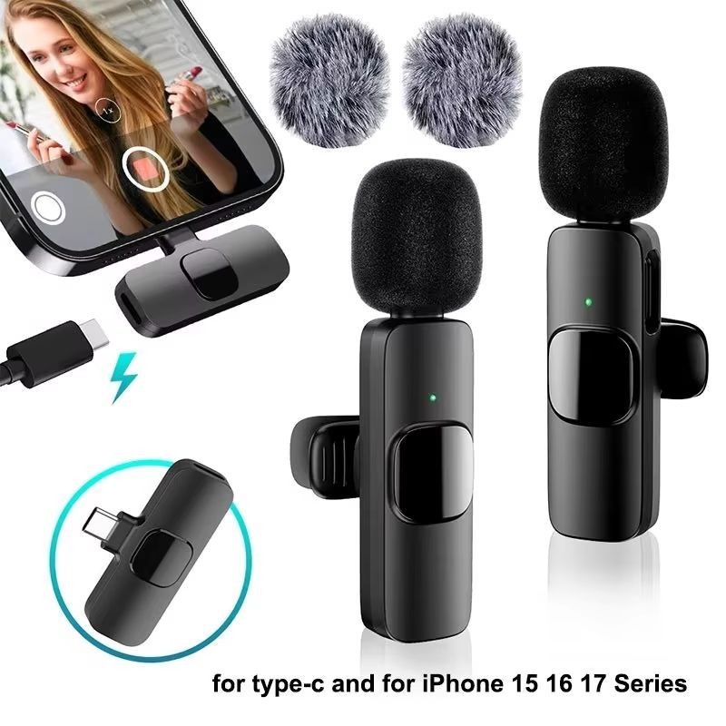 Wireless Lavalier Microphone USB-C Mini Noise Reduction Mic for iPhone Android S