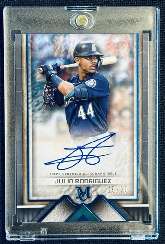 2023 TOPPS MUSEUM COLLECTION #AA-JR JULIO RODRIGUEZ ARCHIVAL AUTO GOLD /20 SSP