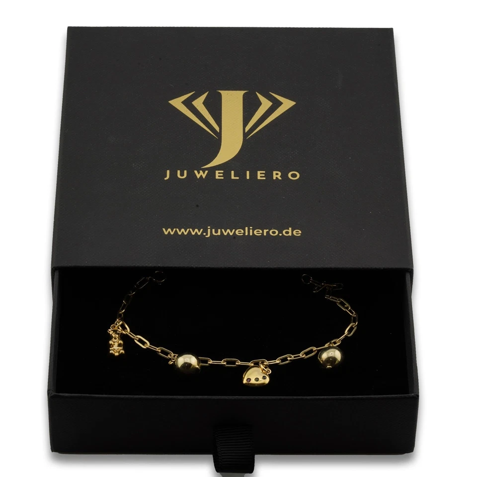 Charm Anker Gold Armband 333 8 Kt Gelbgold Teddy Herz Kugel Design Wert 650,- - Bild 2 von 4