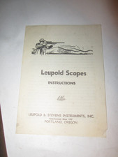 Vintage 1962 Leupold Scopes Instructional Booklet Vintage 1962 Leupold Scopes Instructional Booklet