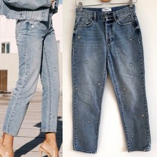 Pistola silver star embroidered Charlie straight leg in Supernova size 25