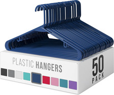 Plastic Hangers 50 Pack Navy - Clothes Hangers - Makes The Perfect Coat Hanger a