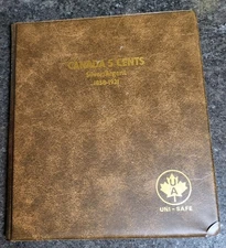 Uni-Safe Canada 5 Cents Nickles SILVER ERA 1858-1921 Album , Empty Never Used  
