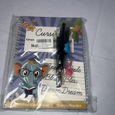  3 Pack Grooved Cursive Handwriting Workbook New,Reusable  Letter Tracing NEW