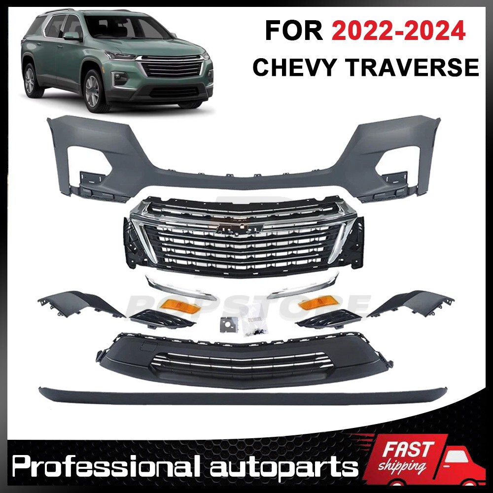 Front Bumper Cover Grille Complete Set Fit Chevy Traverse 2022 2023 2024