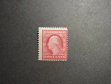 US Stamp Scott # 332 1908  Washington 2 C Carmine Stamp  Mint   OG  Perf 12
