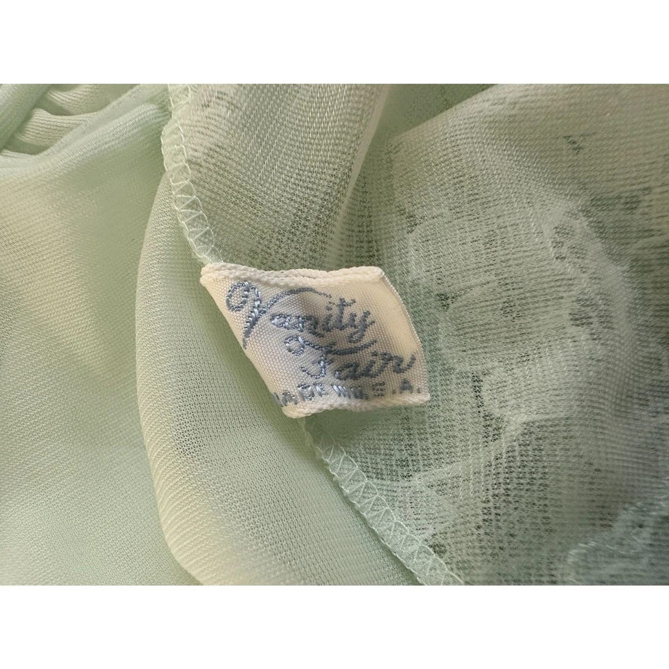 1960s Vintage Mint Green Sheer Lace Midi Nightgown Slip Dress size 36 Medium - Image 3 of 4