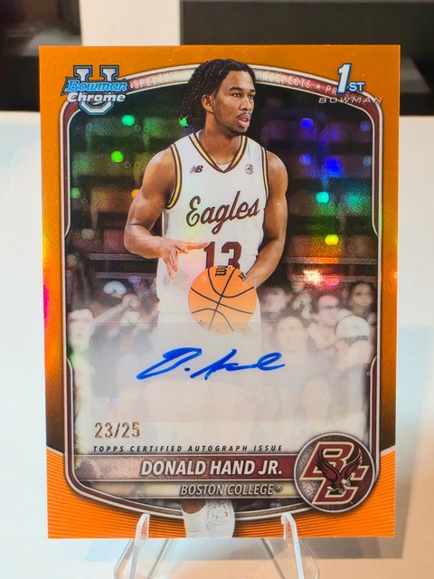 2025-26 Bowman #PA-DHJ Donald Hand Jr. 1st Bowman Auto Boston College Orange /25