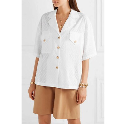 Rhode Resort Oliver Fil Coupe Cotton White Shirt Top Lightweight Summer S 258032