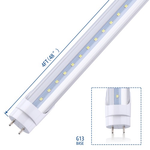100Pcs 4FT Led Tube Light Bulbs 22W G13 4' T8 4 Foot Led Shop Light 2-Pin 6000K - Picture 2 of 12