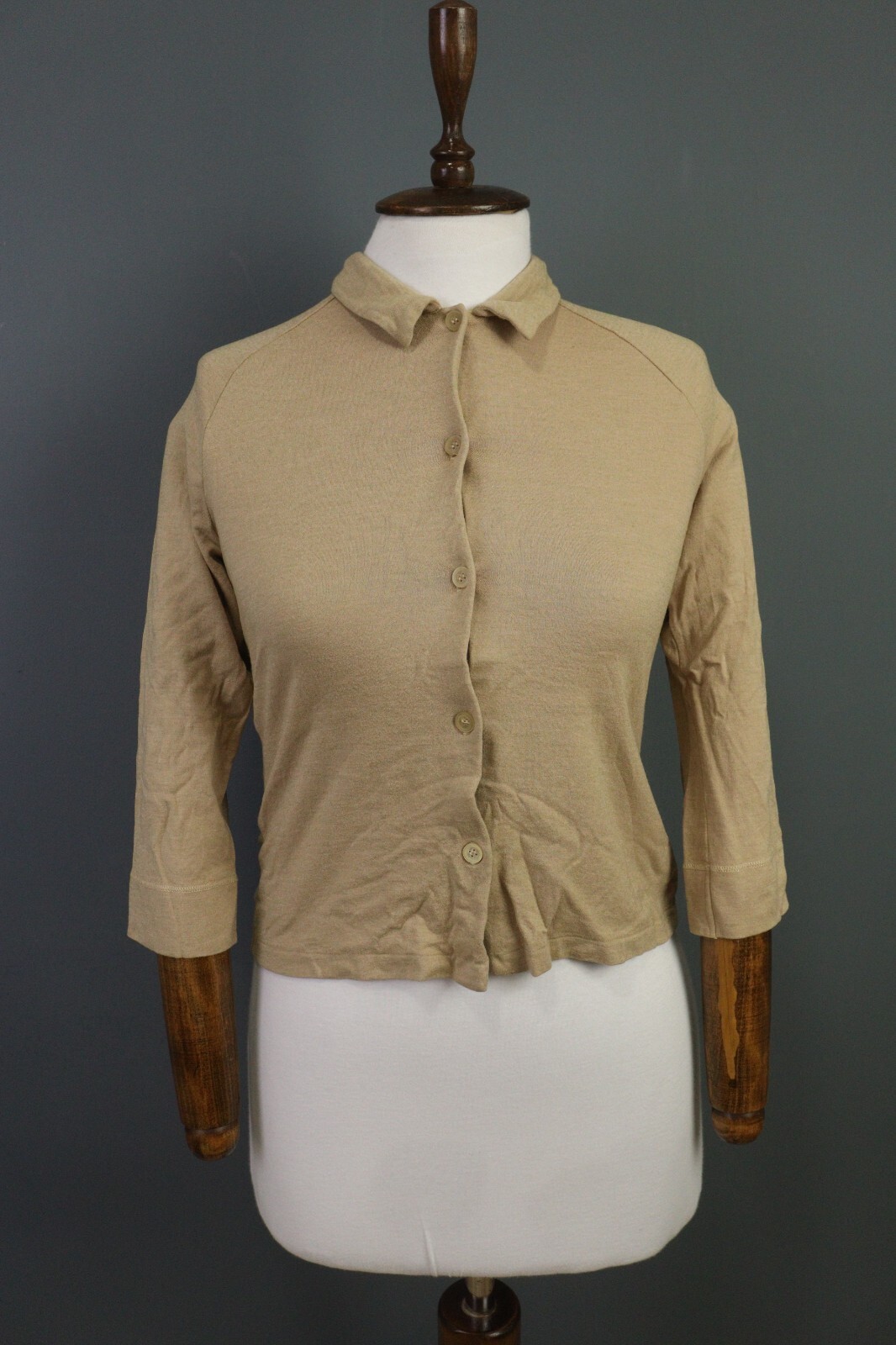Jil Sander Beige Solid Button Down Short Sleeve C… - image 1