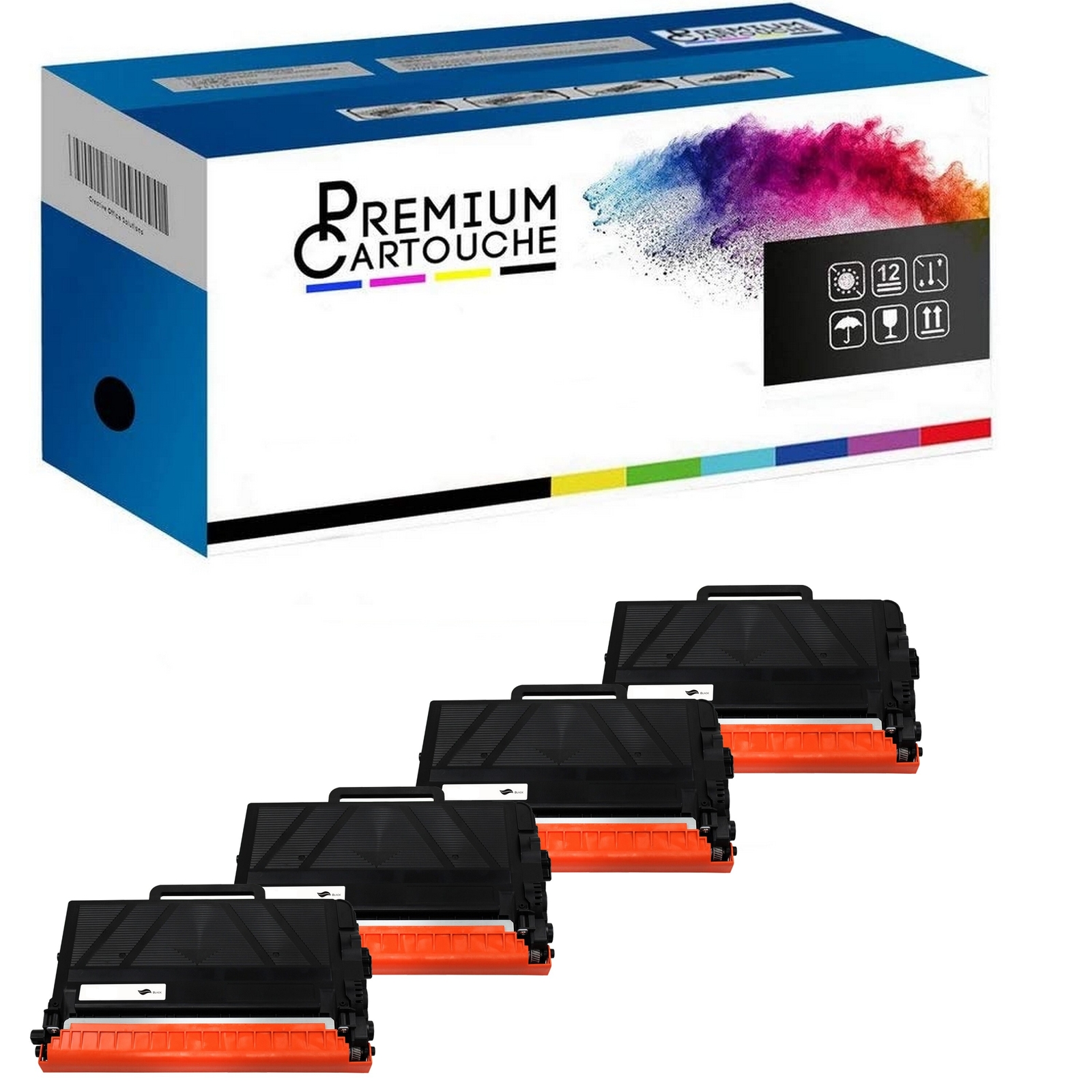 Cartouche toner TN 3480 noir compatible imprimante Brother DCP-L lot de 4 recharges