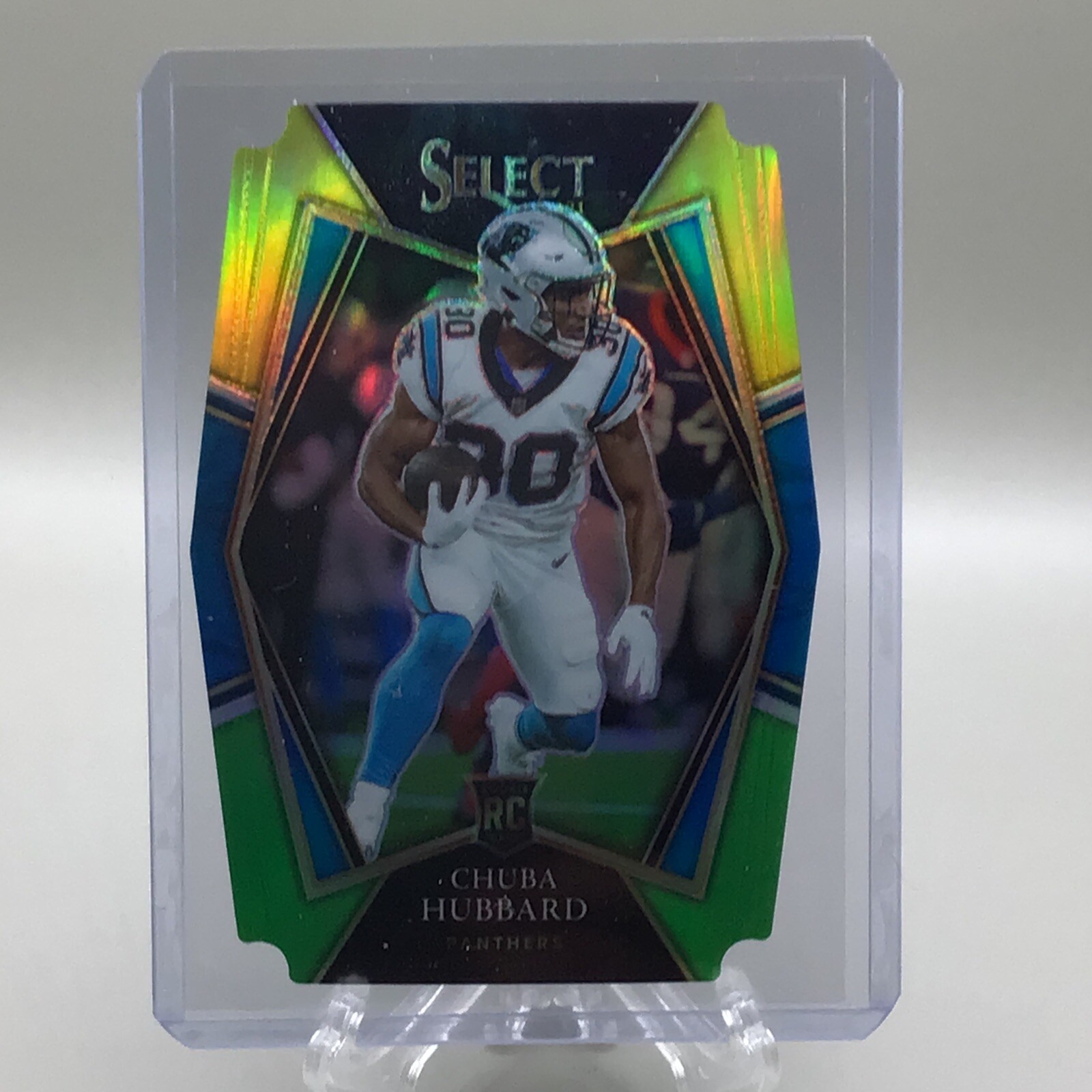 2021 Select premier level die cut Yellow Green Chuba Hubbard