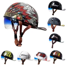 Motorcycle Half Helmet Retro Baseball Cap DOT Open Face Scooter Moped Jet Helmet
