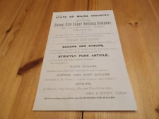 Antique Flyer for Forest City Sugar Refining Co. 111 Commercial St. Portland ME