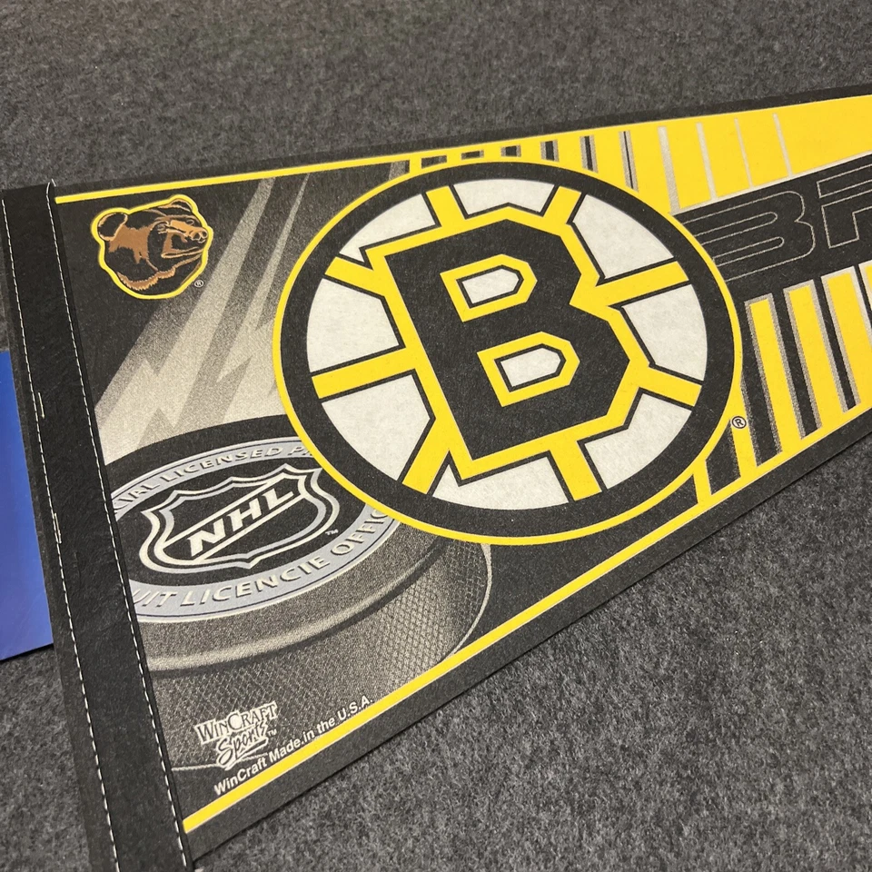 Vtg 90s BOSTON BRUINS WINCRAFT NHL FELT PENNANT - 29-1/2"x12" - Image 3 of 4