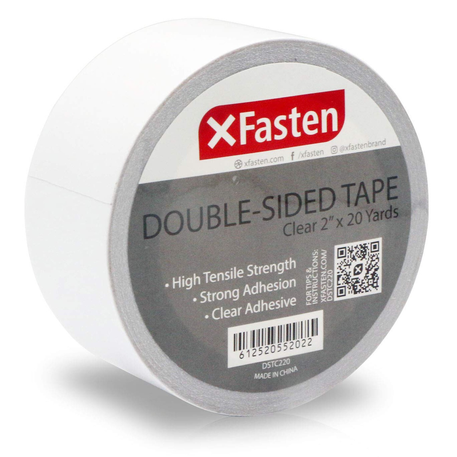 XFasten Clear Double Sided Sticky Tape, Removable, 2-Inches x 20-Yards, Singl...