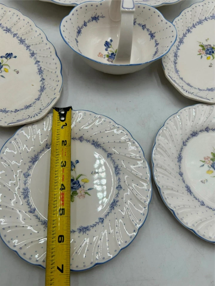 6 PCS  NIKKO  BLUE PEONY   BASKET, PLATES, SERVING BOWL   **READ** - Image 3 of 4