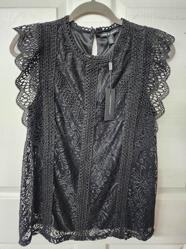 Cable And Gauge Crochet Lace Boho Black Top Women’s Sz Large NWT