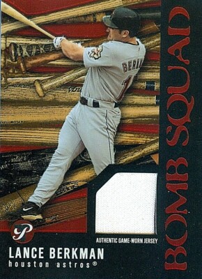 LANCE BERKMAN 2003 TOPPS PRISTINE BOMB SQUAD GAME USED JERSEY