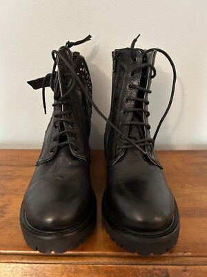Nero Giardini (Italy) Black Leather Combat Boots Size 41 | eBay