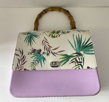 Obag O bag borsetta borsetta lavanda e chiusura con patta floreale manico finto legno