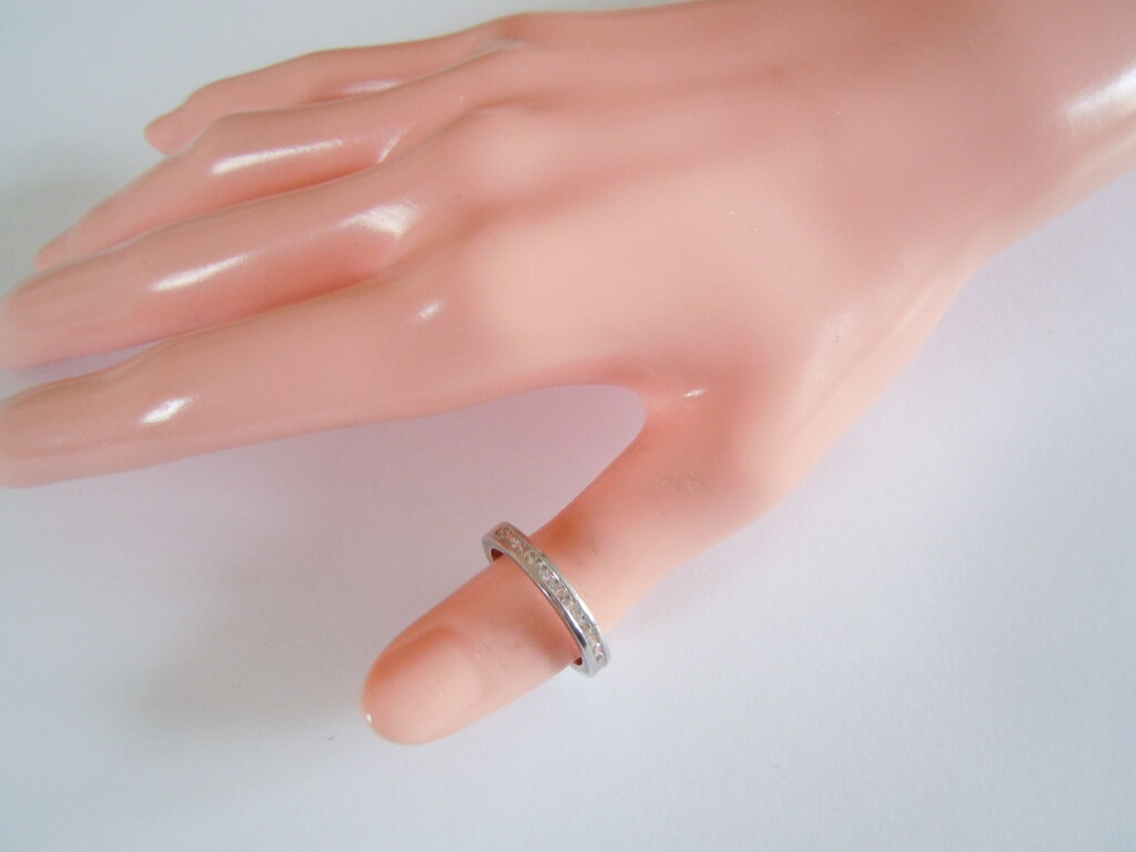 925 Silver Memory Ring Half Set with Clear Stones… - image 6