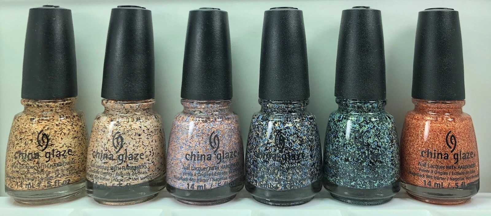 China Glaze Nail Polish On the Horizon Collection 6 Feathered Finish Lacquers
