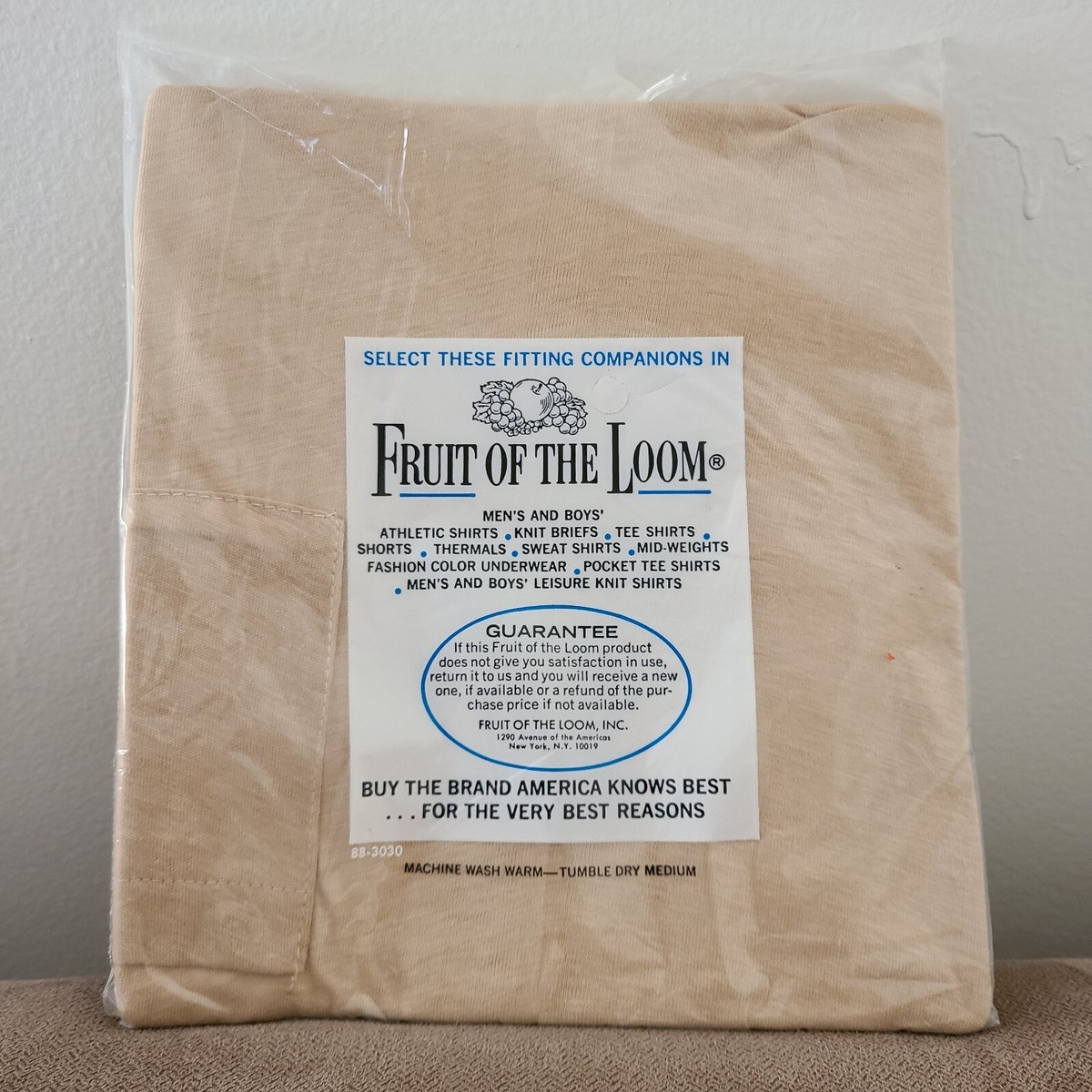 Vintage Fruit Of The Loom T Shirt NOS Pocket 70s Tan L 42-44 | eBay
