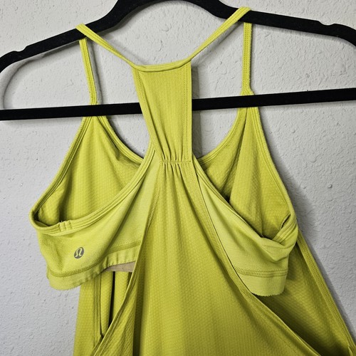 Lululemon No Limits Tank Top Womens 2-4 Small Built In Sports Bra Racerback Neon - Picture 5 of 8