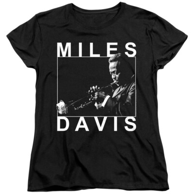 Miles Davis Womens T-Shirt Trumpet Portrait Black Tee