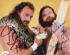 WWE- Hacksaw Jim Duggan & Jake the Snake Roberts signed 8x10 photo JSA COA