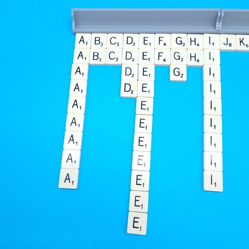Scrabble Tiles Full Set & 4 Grey Plastic Stands - Picture 3 of 5