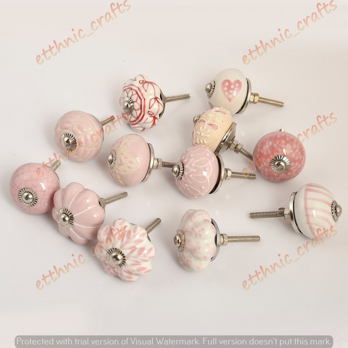 boho knobs for dresser Lot of 10 PC Vintage Dresser Drawer Boho Art Knobs Indian Handmade Ceramic  Knobs