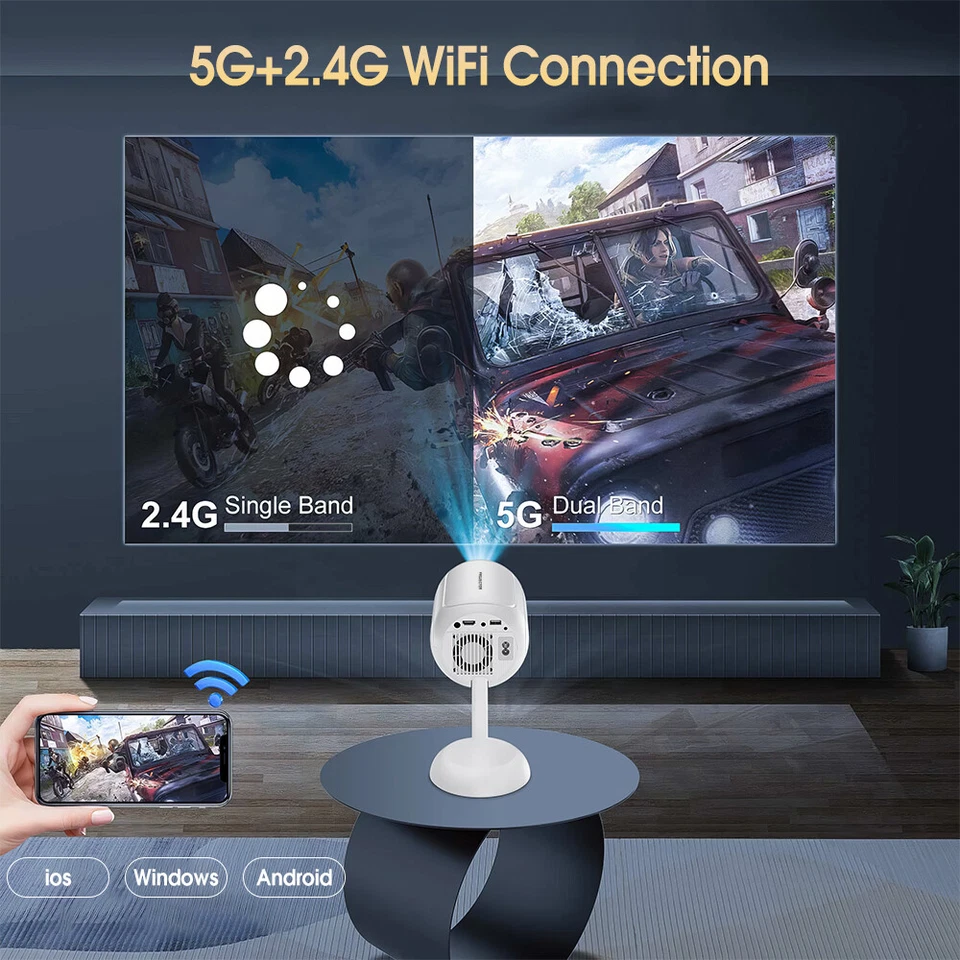 Родной 1080P Android 11.0 проектор 5G Wifi 6 Bluetooth электрический домашний кинотеатр - Изображение 4 из 4