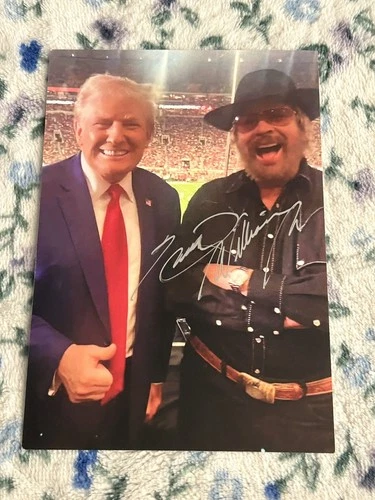 Singer HANK WILLIAMS JR Signed 4x6 DONALD TRUMP Photo COUNTRY MUSIC AUTOGRAPH
