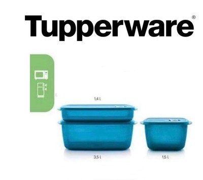 * Tupperware Entlüftung und Servieren Kühl-Gefrierkombination Mikrowelle 3er Set - 3,5/1,5/1,4 l - Neu