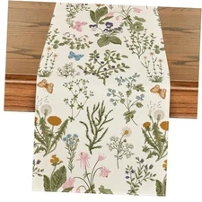 Wildflowers Floral Spring Table Runner, Seasonal Summer Butterfly Kitchen 