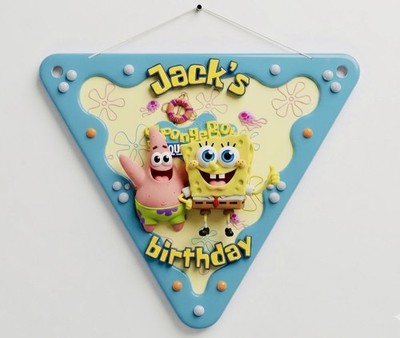 Personalisierte Sponge Bob Geburtstag Party Banner - 8 Dreiecke